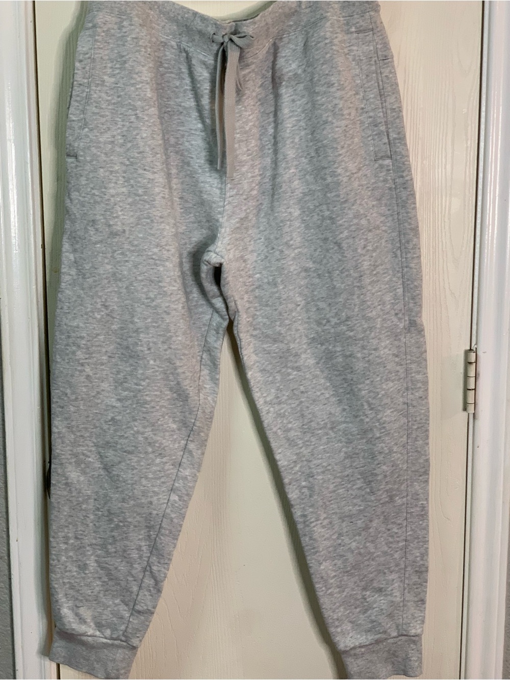 Members Mark Men's Grey Drawstring Sweatpants. SZ L. Zipper back of pants. EC